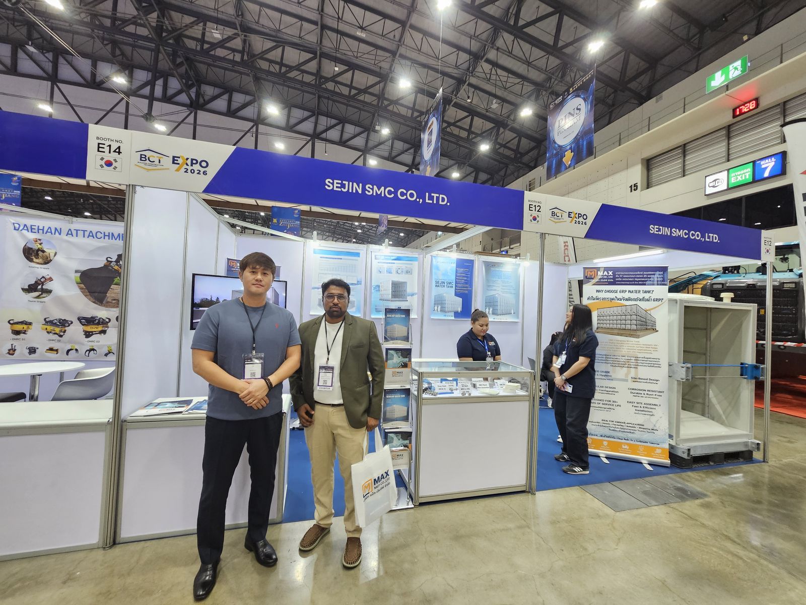 GVTO representative with a Korean exhibitor at the Sejin SMC booth in Hall 7, BCT Expo 2026, IMPACT Bangkok